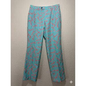 Shinesty 34/34 Men's Candy Cane Christmas Suit Pants Light Blue Holiday Trousers